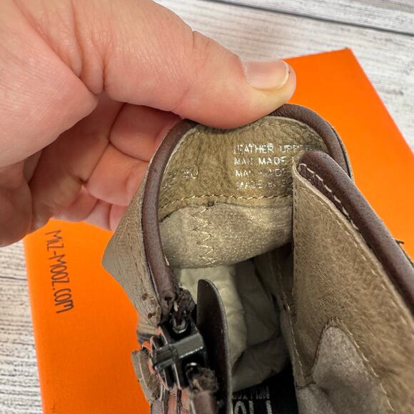 Miz Mooz Women's Distressed Kaycee Taupe Buckle Slouch Booties Size 40/(9/9.5) - Picture 3 of 10